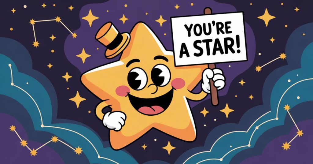 Fun star pun phrases for happy moments