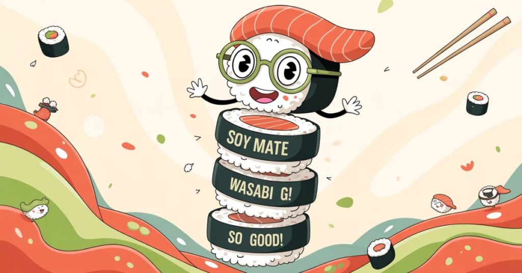 Soy Happy Together with Sushi Pun
